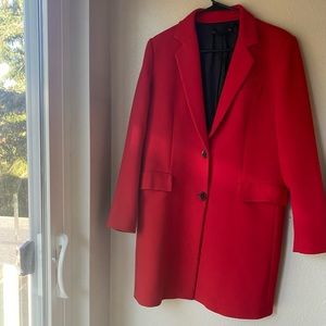 Zara Woman Long Red Blazer Coat Jacket